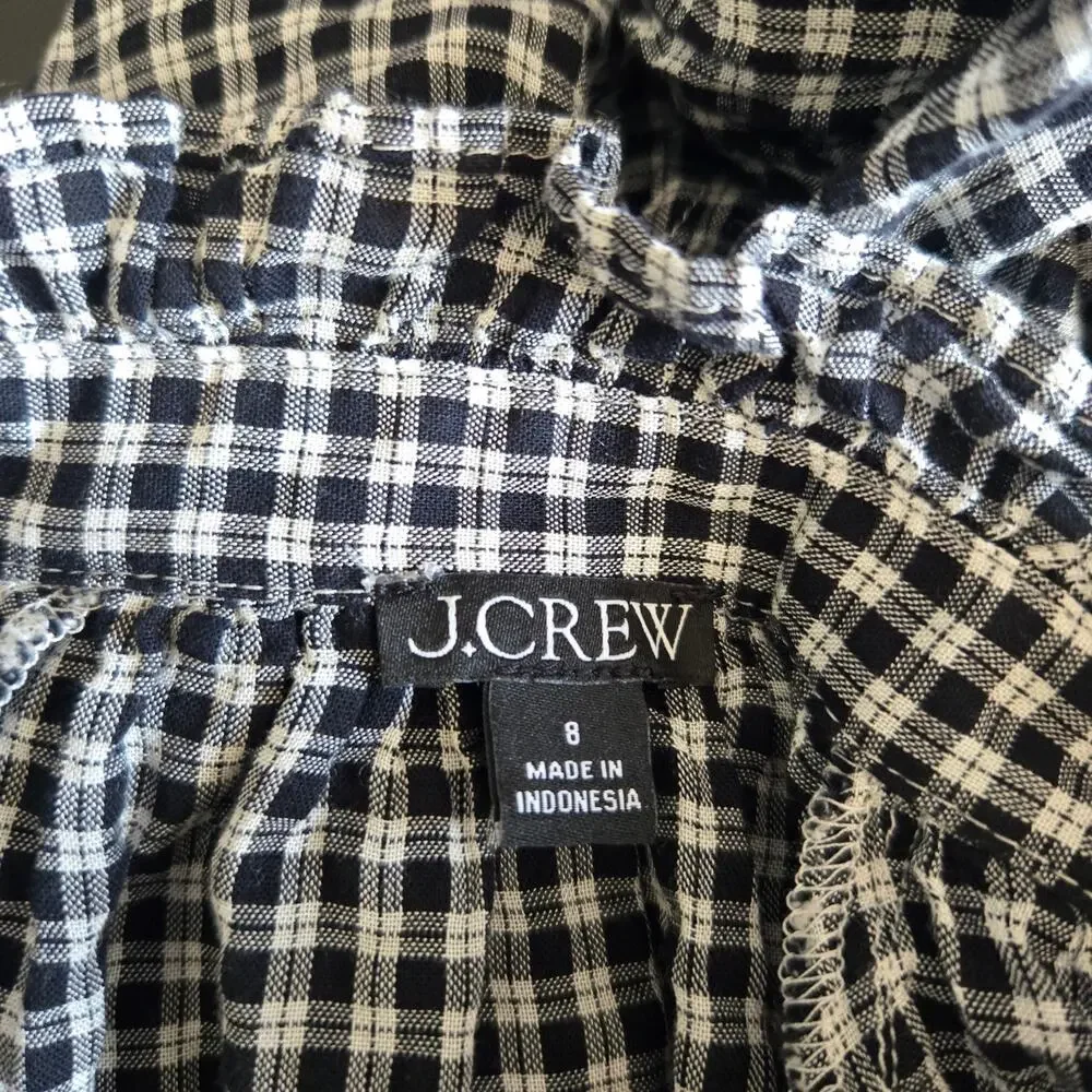 J Crew Womens Victorian Ruffle Neck Button Up Shirt Plaid Elevated Basics Work 8
